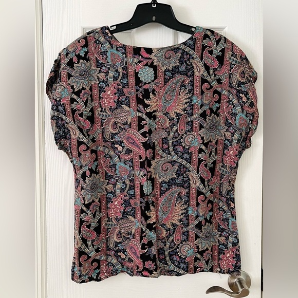 Vintage NY Clothing Co paisley pink black blue palazzo pant set- Size Large - Picture 2 of 13